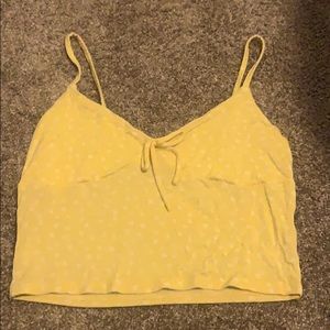 Cropped, yellow spaghetti strap tank top